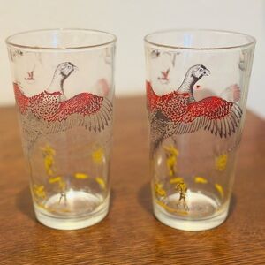 Vintage Pheasant by Hazel-Atlas glasses - set of 2